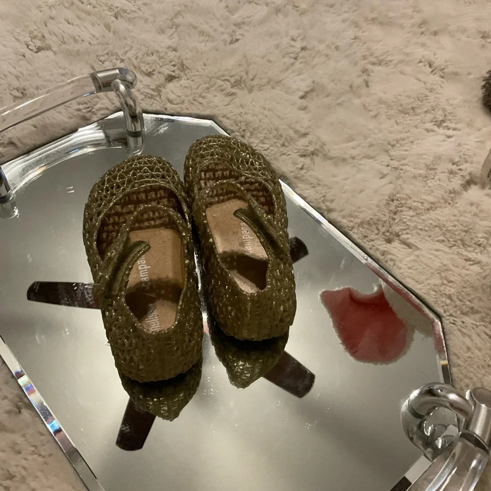 Girls' Gold Jelly Ballet Flats - Kids Shoes